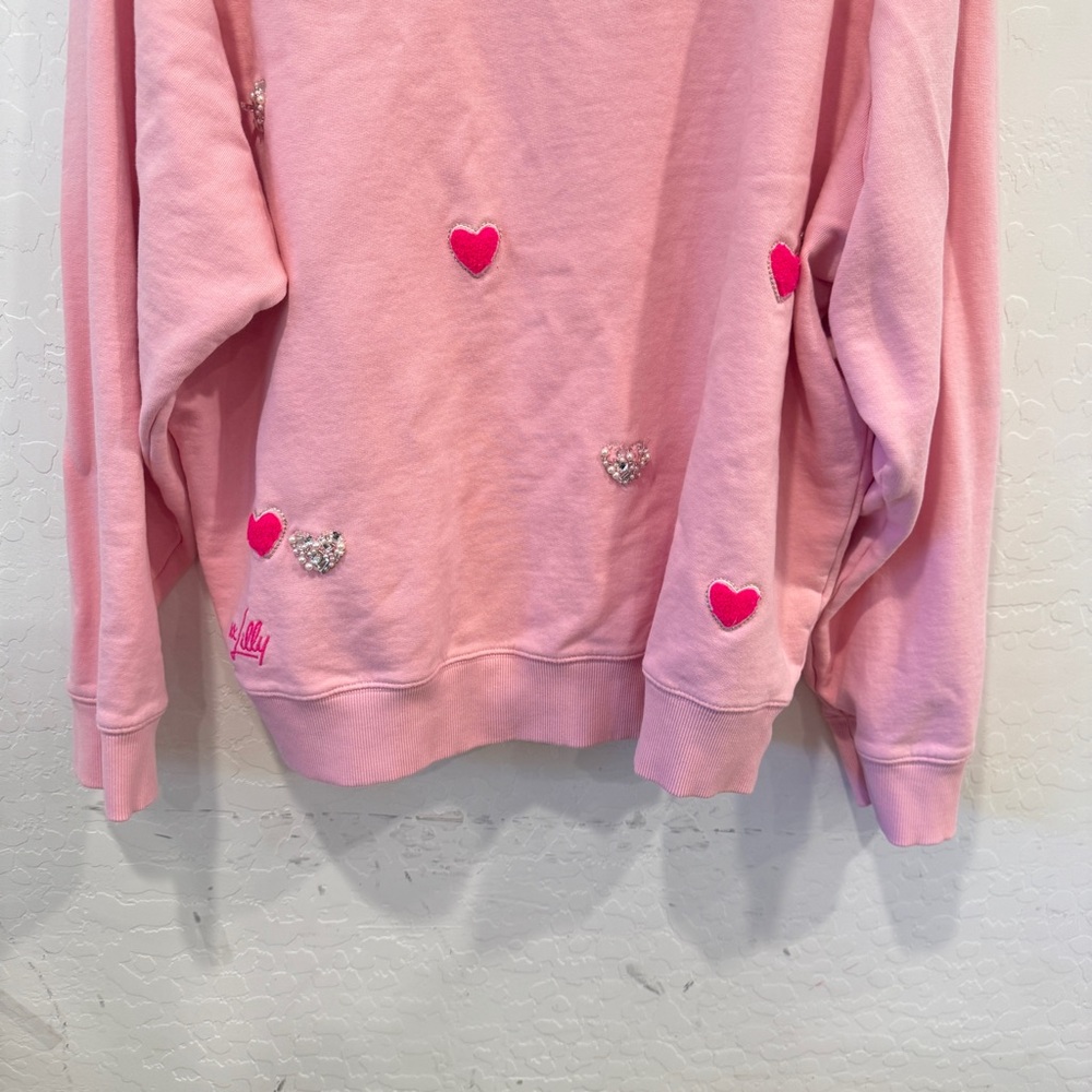 Lilly Pulitzer BALLAD Sweatshirt Pink Hearts Gem Hearts Womens XL Lounge - Picture 3 of 9